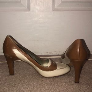 Brown and cream heels.